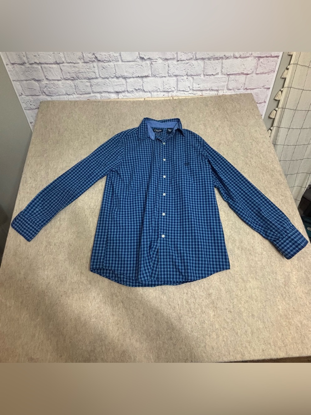 Chaps Men’s Blue Plaid Button-Down Shirt